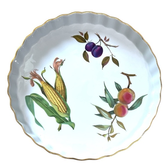 Royal Worcester Evesham Gold 13.5” Quiche England Oven Pan Dish Tart Pie Large - Picture 1 of 6